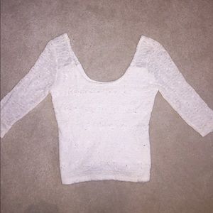 Hollister Floral White Lace Crop Top